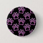 Roze Neon Dog Paw Print Ronde Button 5,7 Cm (Voorkant)