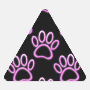 Roze Neon Dog Paw Print Sticker