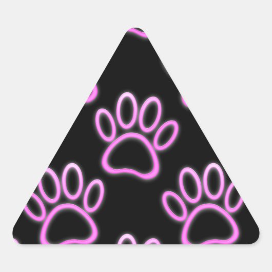 Roze Neon Dog Paw Print Sticker (Voorkant)
