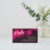 Roze neon en rook Nail Salon Loyalty Kaart Visitekaartje (Staand voorkant)