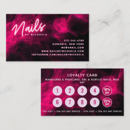 Roze neon en rook Nail Salon Loyalty Kaart Visitekaartje