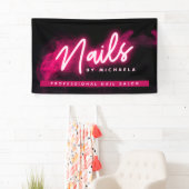 Roze neon en rook salon/technicus spandoek (Insitu)