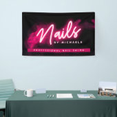 Roze neon en rook salon/technicus spandoek (Beurs)