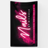 Roze neon en rook salon/technicus spandoek (Verticaal)