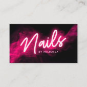 Roze neon en rook salon/technicus visitekaartje (Voorkant)