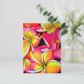 Roze neon Frangipani Plumeria Beach art Briefkaart (Staand voorkant)