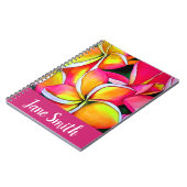 Roze neon Frangipani Plumeria Beach art Notitieboek (Linkerzijde)