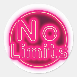 Roze Neon "Geen Grenzen" Esthetische Ronde Sticker