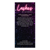 Roze neon & Glitter Lash Extension Price List Reclamekaart (Achterkant)