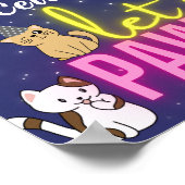 Roze Neon Glow Schattigee Kat Kittens Pawty Welkom Poster (Hoek)