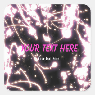 Roze neon glow stick feest sticker label