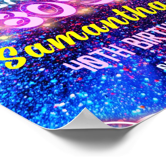 Roze Neon Glow Terug naar jaren 80 Verjaardag Welk Poster (Hoek)