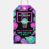 Roze Neon Grunge Verf Splatter Basketbal Favor Cadeaulabel (Voorkant)