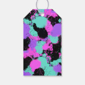 Roze Neon Grunge Verf Splatter Basketbal Favor Cadeaulabel (Achterkant)