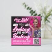 Roze Neon Hair Salon Social Media Post Flyer Kaart (Staand voorkant)