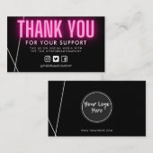 Roze neon Hartelijk dank voor Logo Media Invoegen Visitekaartje (Voorkant / Achterkant)