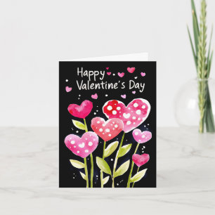 Roze Neon Harten en Bloemen Valentijns Groet Feestdagen Kaart
