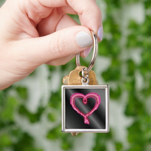Roze Neon Heart Sleutelhanger (Hand)