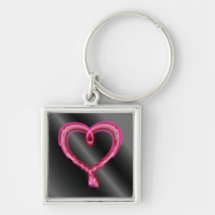 Roze Neon Heart Sleutelhanger