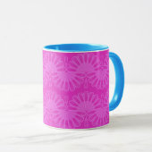 roze neon heldere geometrische patroon mok (Voorkant rechts)
