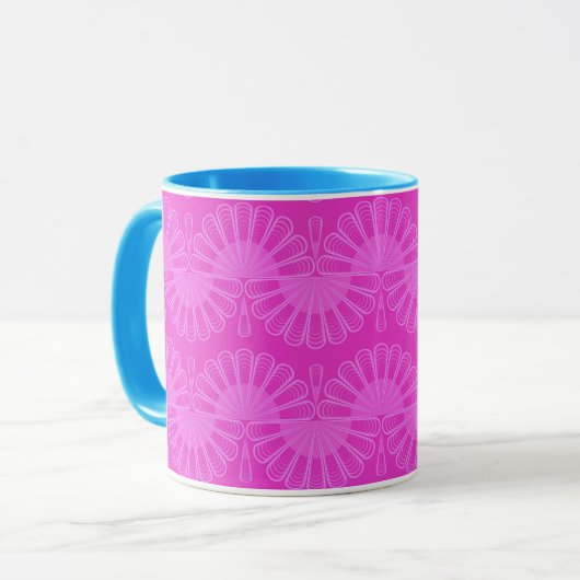 roze neon heldere geometrische patroon mok (Voorkant links)