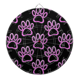 Roze neon hondenpootafdruk dartbord
