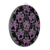 Roze neon hondenpootafdruk dartbord (Voorkant Links)
