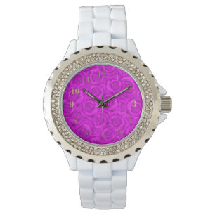 Roze neon horloge