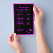 Roze Neon Lichte Prijslijst Zwarte brochure (Hand)