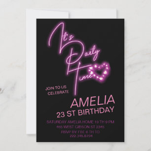 Roze Neon Light Birthday Kaart