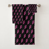Roze Neon Lightning Bolt Patroon Bad Handdoek (Insitu)
