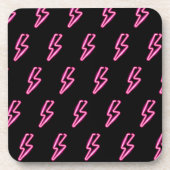Roze Neon Lightning Bolt Patroon Bier Onderzetter (Voorkant)