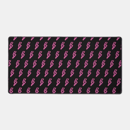 Roze Neon Lightning Bolt Patroon Bureaumat (Voorkant)