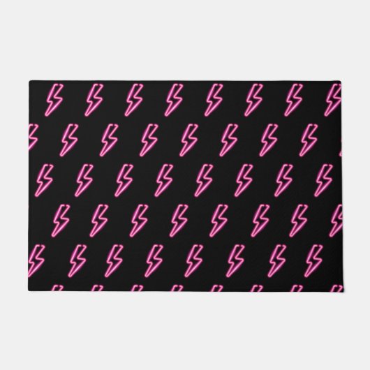 Roze Neon Lightning Bolt Patroon Deurmat (Voorkant)