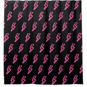 Roze Neon Lightning Bolt Patroon Douchegordijn (Voorkant)