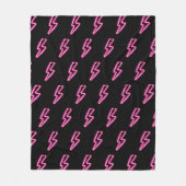Roze Neon Lightning Bolt Patroon Fleece Deken (Voorkant)
