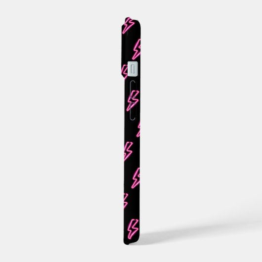 Roze Neon Lightning Bolt Patroon iPhone 15 Case (Linkerkant)