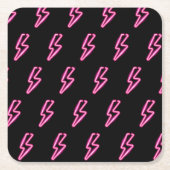 Roze Neon Lightning Bolt Patroon Kartonnen Onderzetters (Voorkant)
