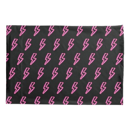 Roze Neon Lightning Bolt Patroon Kussensloop (Achterkant-Links)