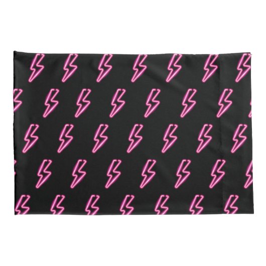 Roze Neon Lightning Bolt Patroon Kussensloop (Achterkant-Rechts)