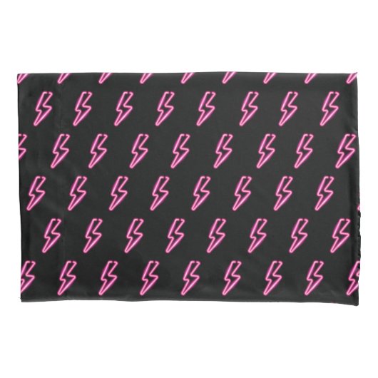Roze Neon Lightning Bolt Patroon Kussensloop (Voorkant-Links)