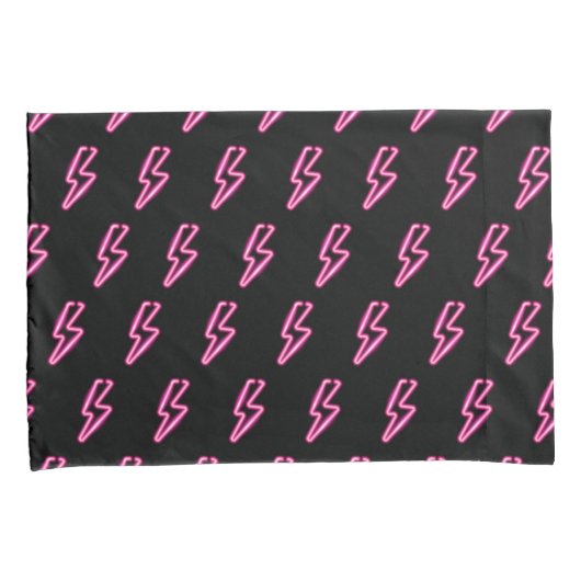 Roze Neon Lightning Bolt Patroon Kussensloop (Voorkant-Rechts)