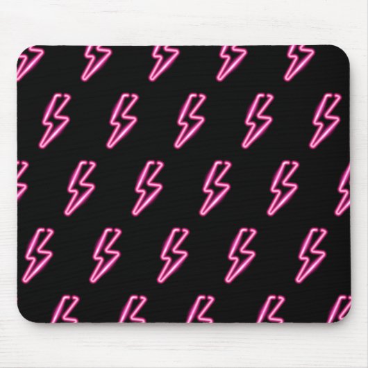 Roze Neon Lightning Bolt Patroon Muismat (Voorkant)