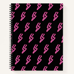 Roze Neon Lightning Bolt Patroon Notitieboek