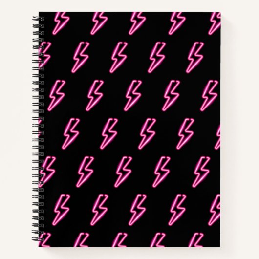 Roze Neon Lightning Bolt Patroon Notitieboek (Voorkant)
