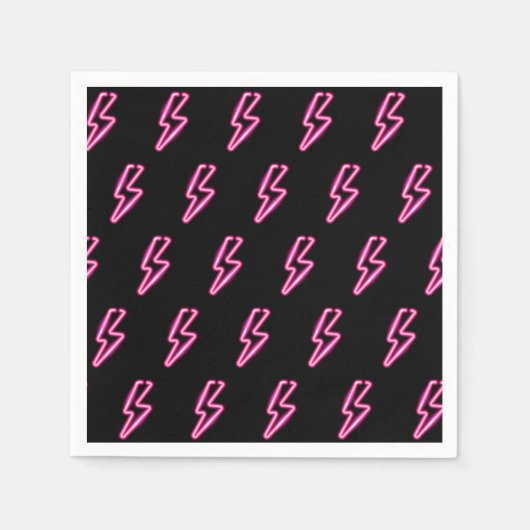 Roze Neon Lightning Bolt Patroon Servet (Voorkant)