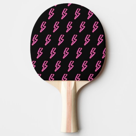 Roze Neon Lightning Bolt Patroon Tafeltennisbatje (Voorkant)
