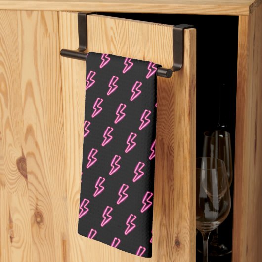 Roze Neon Lightning Bolt Patroon Theedoek (Derde Gevouwen)