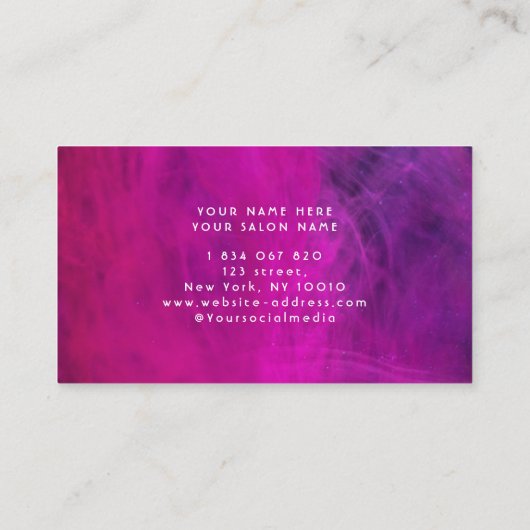 Roze Neon Make-up Artiest Visitekaartje (Achterkant)