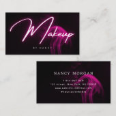 Roze neon make-up script typografie visitekaartje (Voorkant / Achterkant)